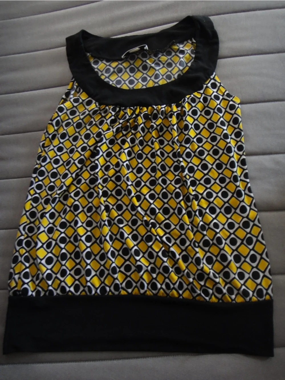 Ally B Yellow, Black & White Geometric A-Line Skirt
